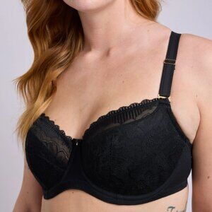Change Lingerie Black Mariah Balconette Bra 38G Plus Size Lacy Sexy Valentine's